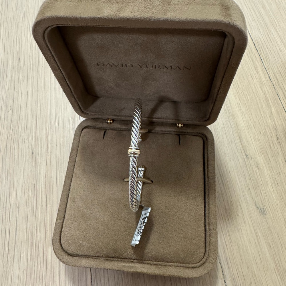 David Yurman Cable Flex Station Bracelet in Sterling Silver with 14K Yellow Gold